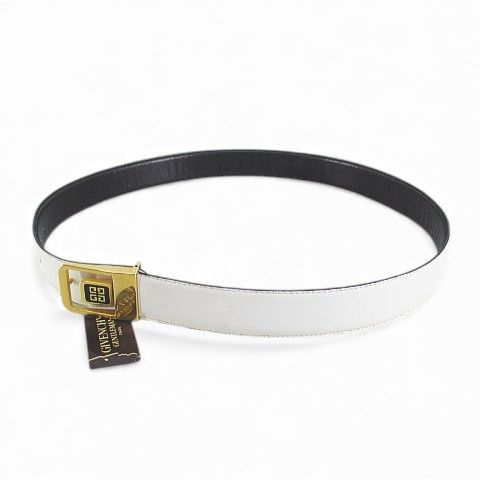 ジバンシィ GIVENCHY GENTLEMAN ベルト レザー 白系 ホワイト イタリア製 トップ式 バックル 小物 無地