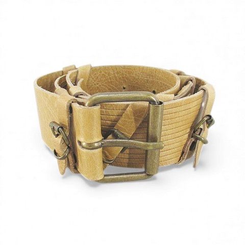 クラウディオ オルチアーニ claudio ORCIANI プレーンベルト レザー 本革 85 ベージュ系 イタリア製 ピン式 バックル 小物