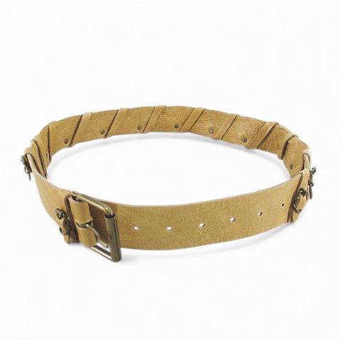 クラウディオ オルチアーニ claudio ORCIANI プレーンベルト レザー 本革 85 ベージュ系 イタリア製 ピン式 バックル 小物