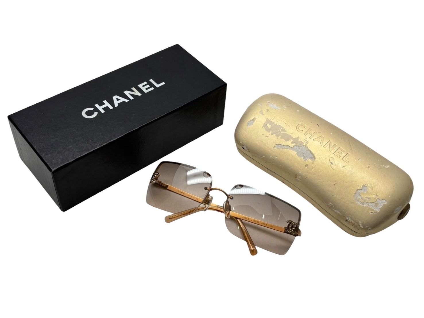 CHANEL シャネル リムレス サングラス アイウェア 4092-B c.102 8Z サイズ62 15 120 ココマーク ラインストーン 4b009270