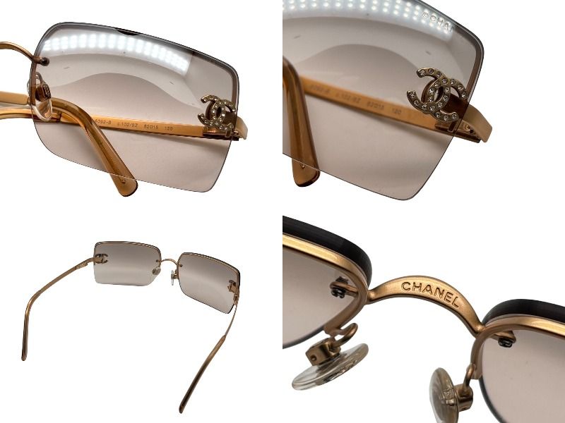  CHANEL シャネル リムレス サングラス アイウェア 4092-B c.102 8 Z サイズ62 15 120 ココマーク ラインストーン 4 b 009270 サングラス 小物