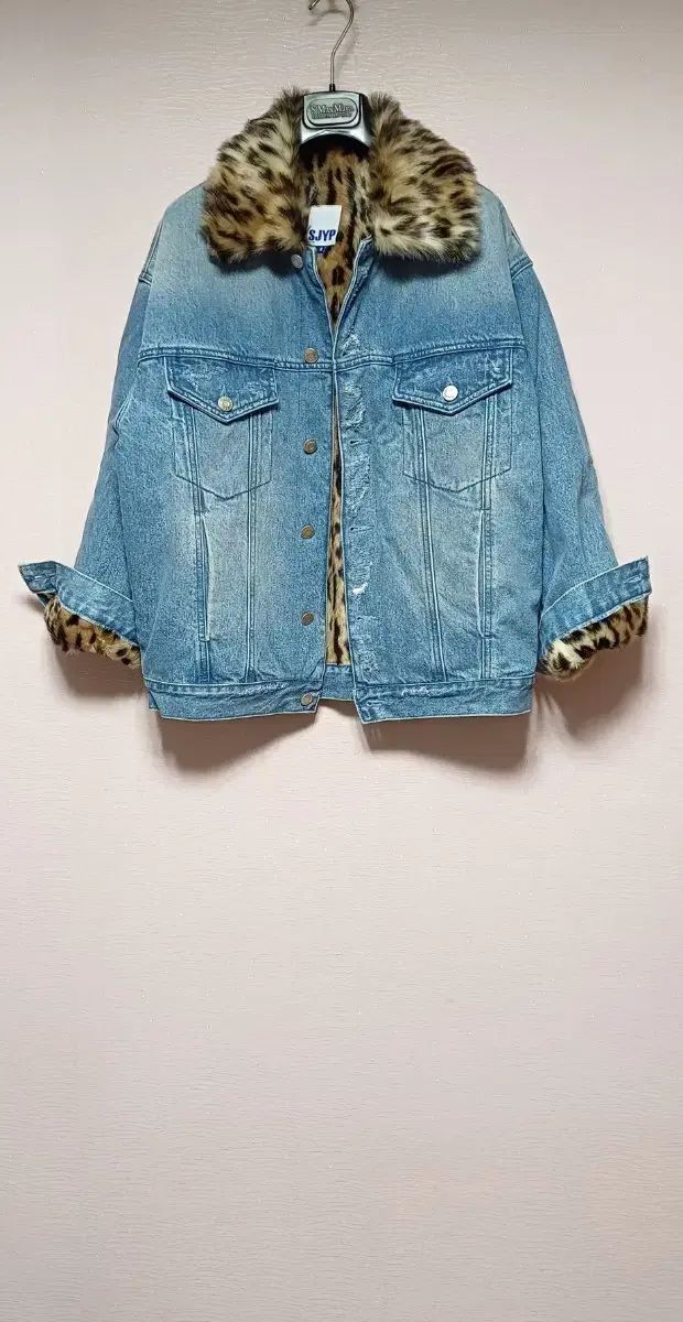 SJYP ヒョウ柄 ファー デニム ジャケット 55