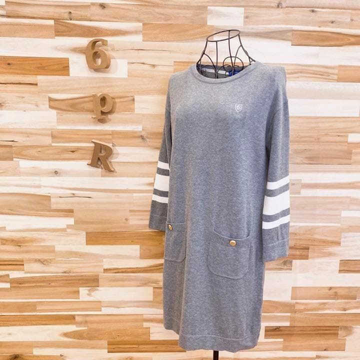 ブルーレーベルクレストブリッジ コットン×ウール ニット ワンピース グレー