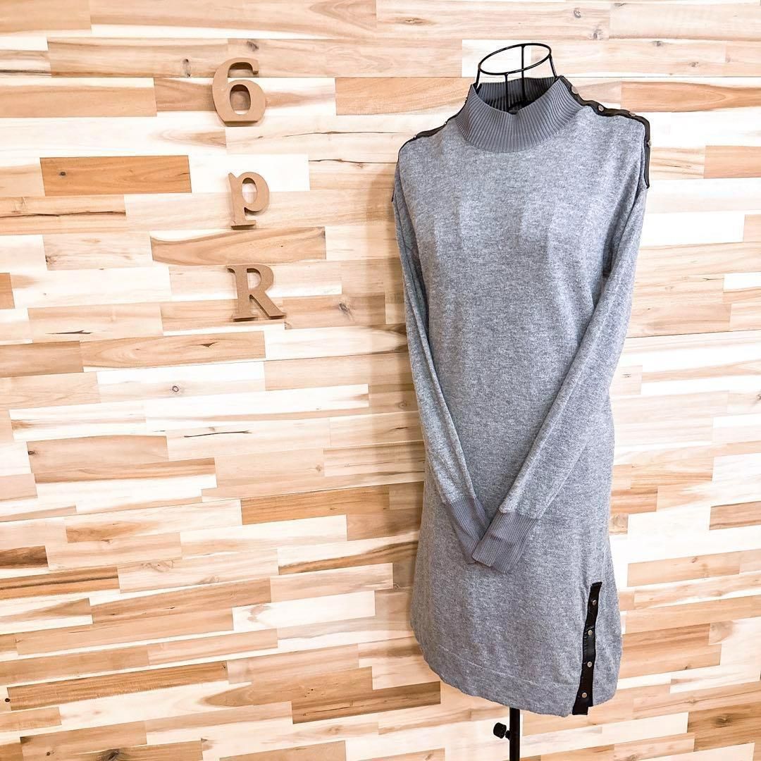ディーゼル ウール アルパカ ドッキング ニット ワンピース XS グレー