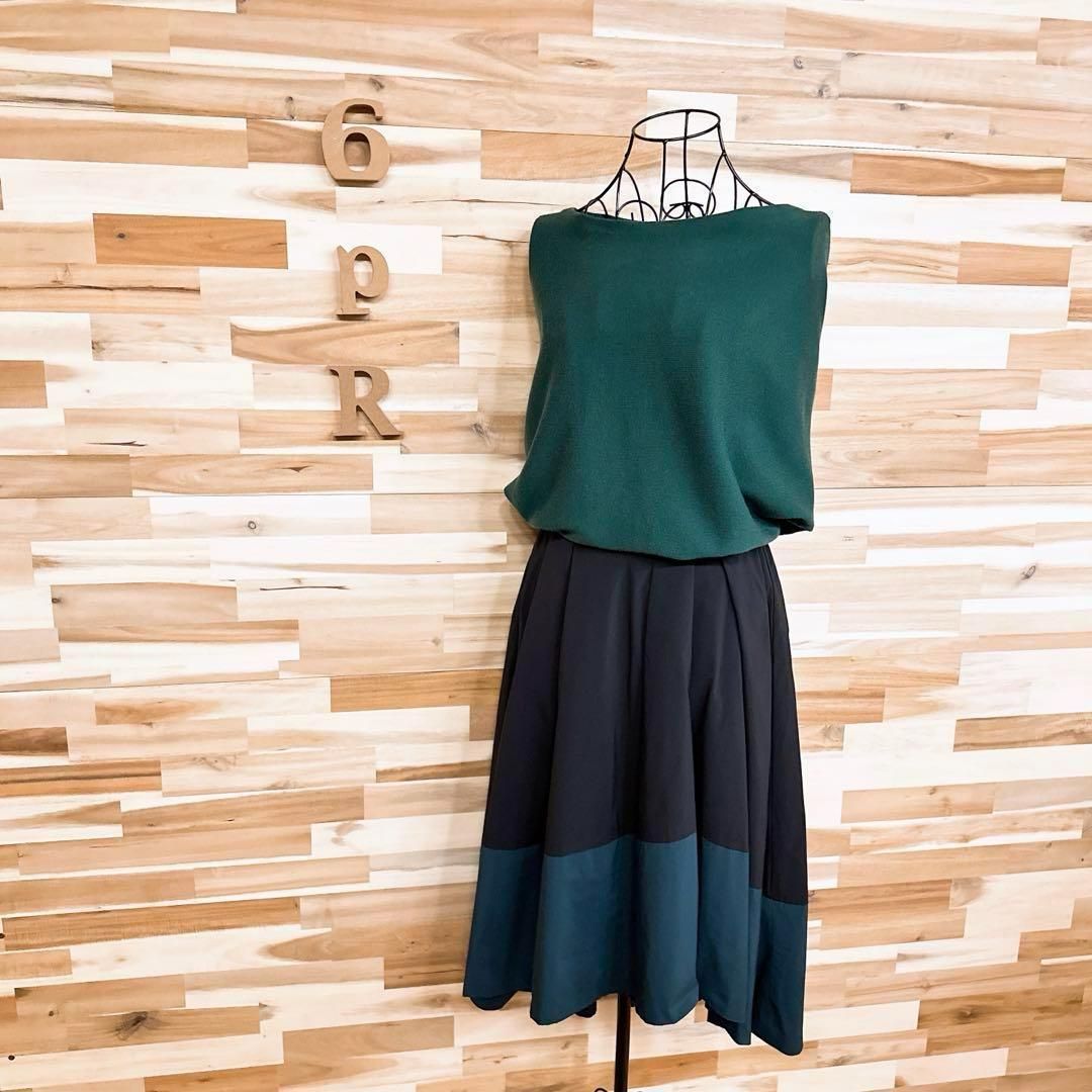 フレイアイディー アシンメトリー ニット ドッキング ロング ワンピースM相当