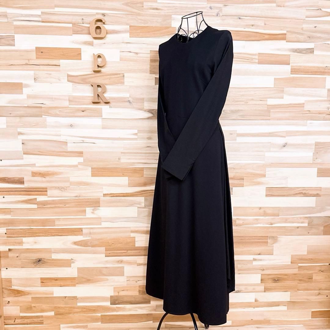 アンスリード 異素材 切り替えロング フ ワンピース S相当 黒ブラック