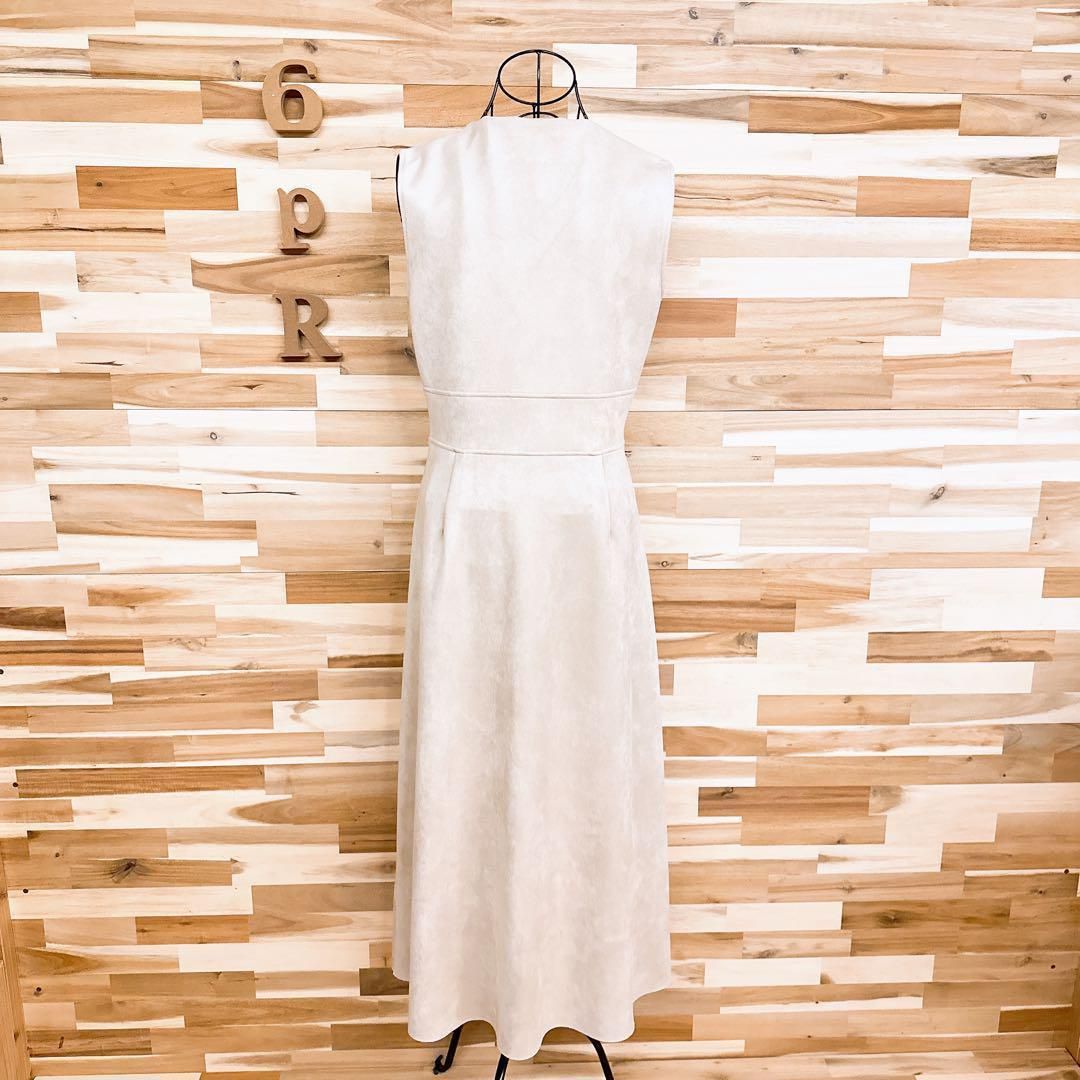  ザラ フェイク スエード ノースリーブ ロング ドレス ワンピース Mベージュ ノースリーブ カットソーワンピース