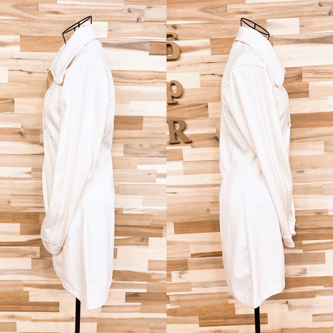  アディダス ビッグ トラック ジャージ ワンピース L アイボリー 長袖 七分袖 ひざ丈ワンピース