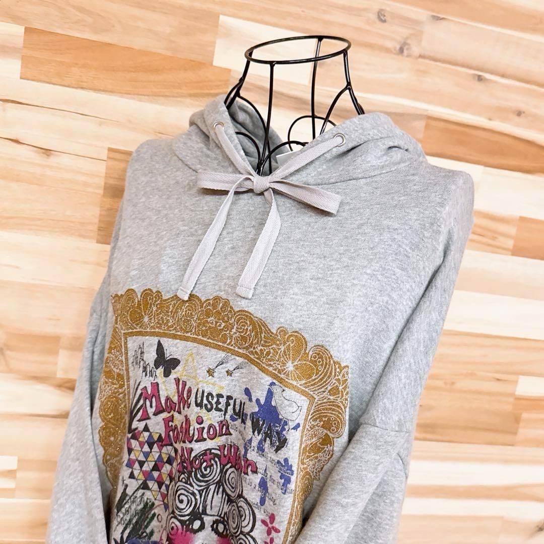 ス オーバーサイズ ロング パーカー ワンピース スカラ子ちゃんMグレー