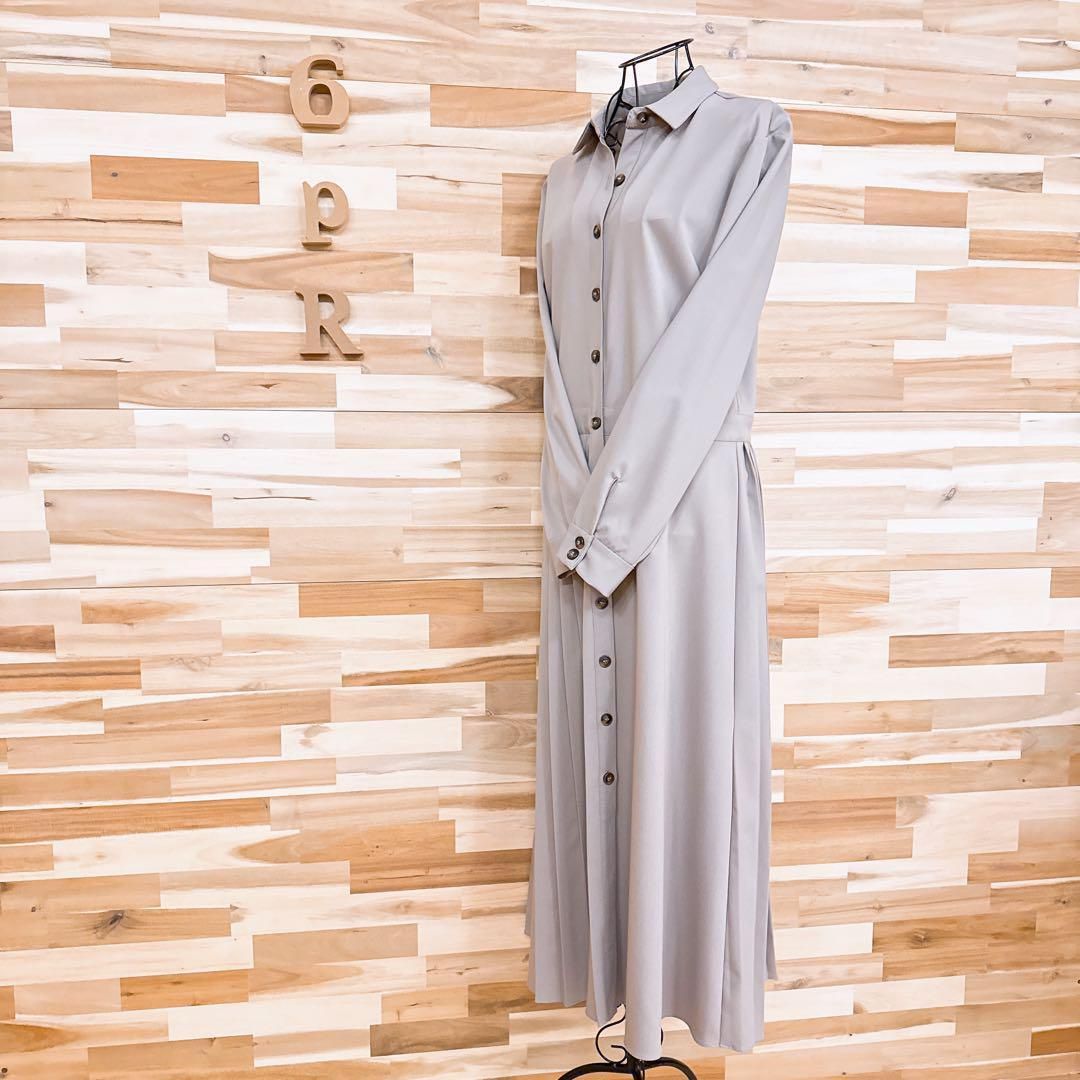 ザラ アシンメトリー プリーツ切り替えロング シャツ ワンピース XSベージュ