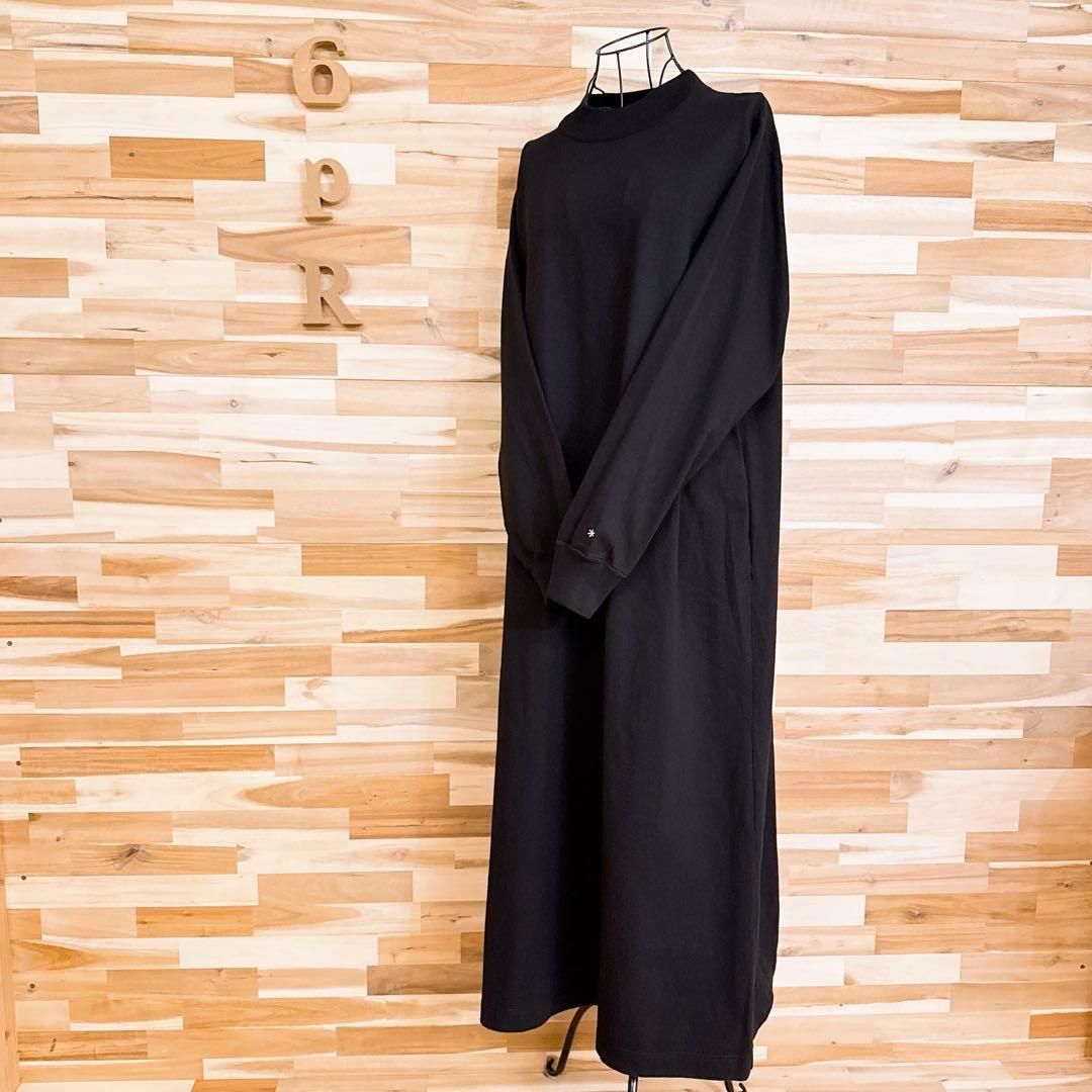 スノーピーク コットン アスタリスク刺繍 ロング ワンピース 黒×白