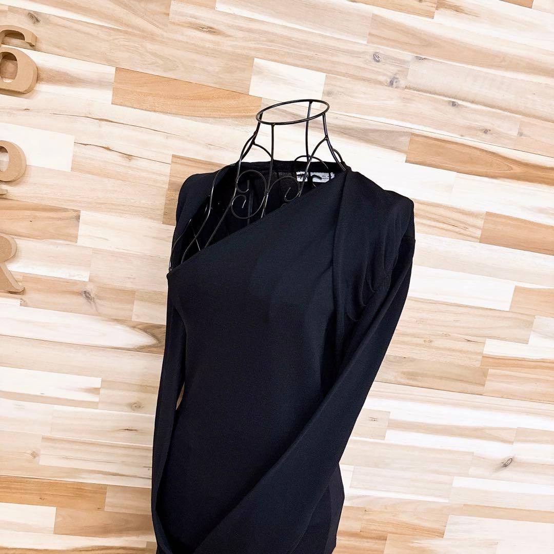 ザラ ボレロ ドッキング調 ロング ワンピース アシンメトリー L 黒ブラック