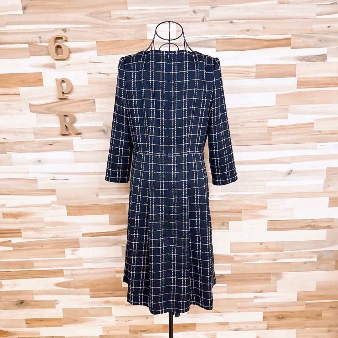マッキントッシュフィロソフィー】クラシカル チェック ワンピース紺