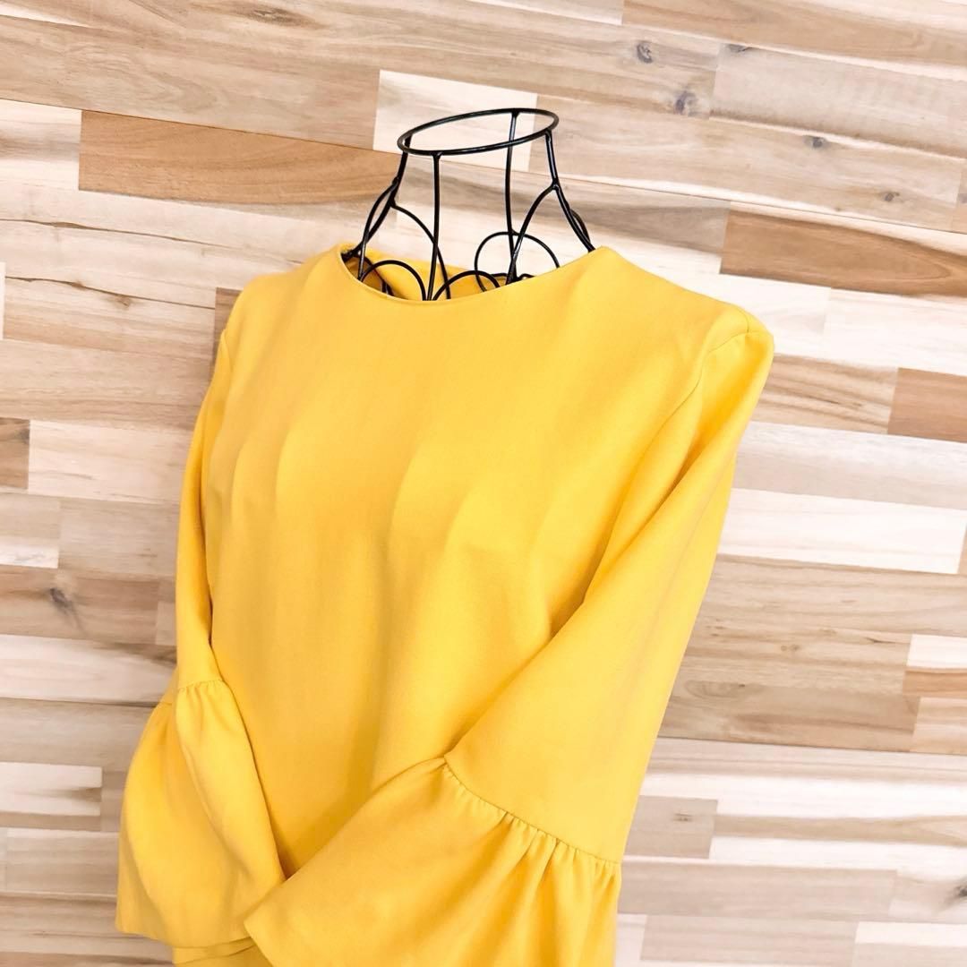 ザラ ビタミン ボリューム ベルスリーブ ワンピース S 黄イエロー