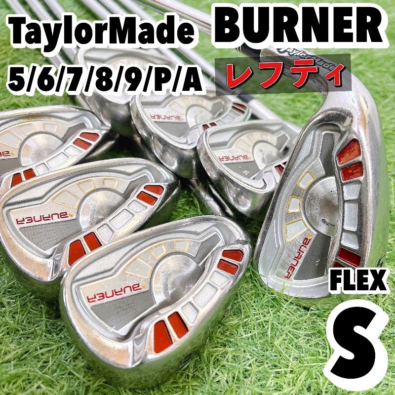 テーラーメイド BURNER 左利き メンズゴルフ アイアン 7本セット フレックスS TaylorMade バーナー 純正スチール NSプロ キャビティ 男性