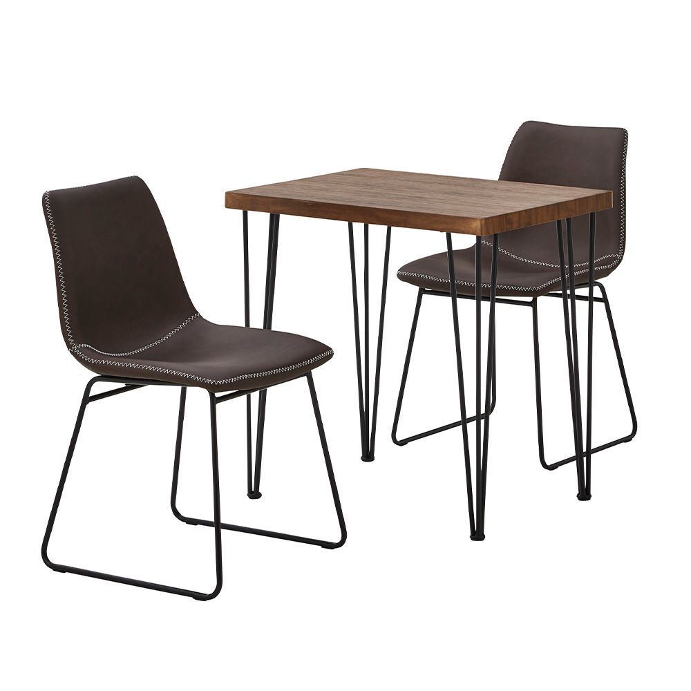 スクエアチェア2脚 同色 75㎝幅テーブル 3点セット SETH×Umbure SH-24-STD 3-WA-DBR ウォールナット-ダークブラウン