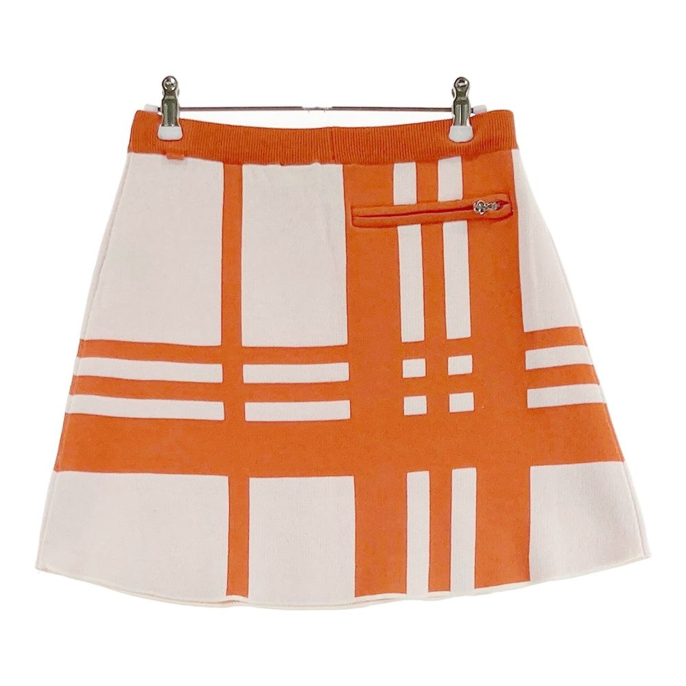 サイズ M GOLF デサントゴルフ ニット フ スカート 総柄 オレンジ系 ゴルフウェア レディース ストスト