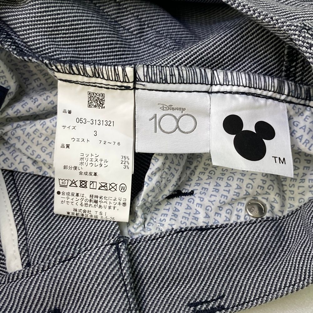  サイズ 3 PEARLY GATES パーリーゲイツ DISNEY 100周年 ストレッチパンツ ミッキー ネイビー系 ゴルフウェア レディース ストスト パンツ レディースウェア