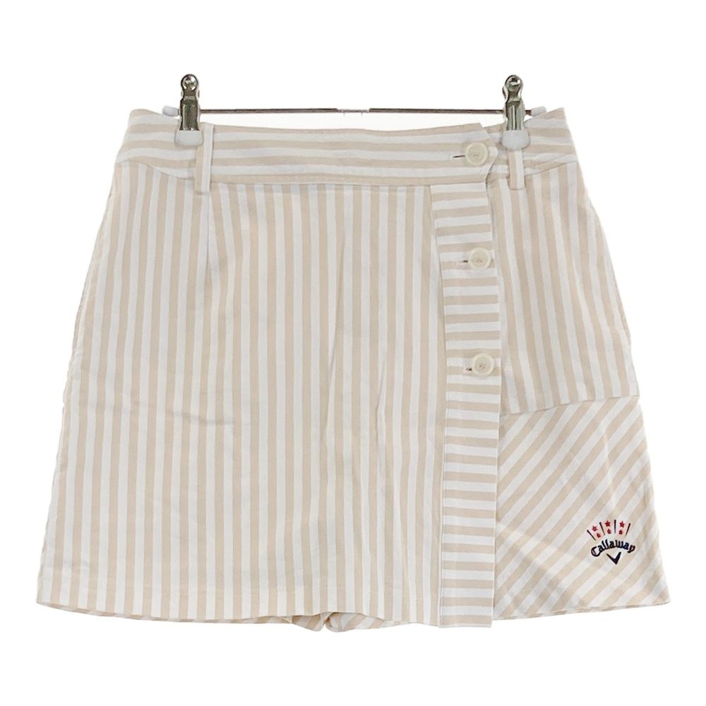 Callaway　ラップ風スカート　ゴルフウエア　インナーパンツ付き　ストライプ サイズ：M CALLAWAY キャロウェイ インナー付 ストレッチスカート