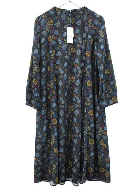 ホコモモラ Bail de flores フラワープリントワンピース 2025 AW ネイビー 紺 40 花柄 シビラ Sybilla