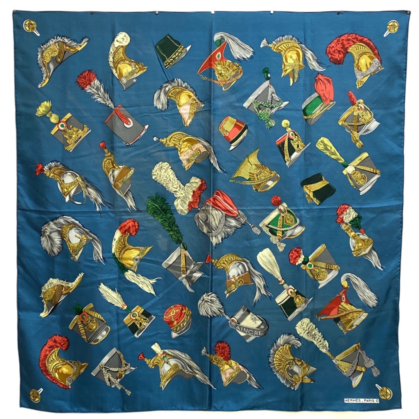 エルメス カレ90 軍帽モチーフ シルクスカーフ HERMES VINTAGE AC0085