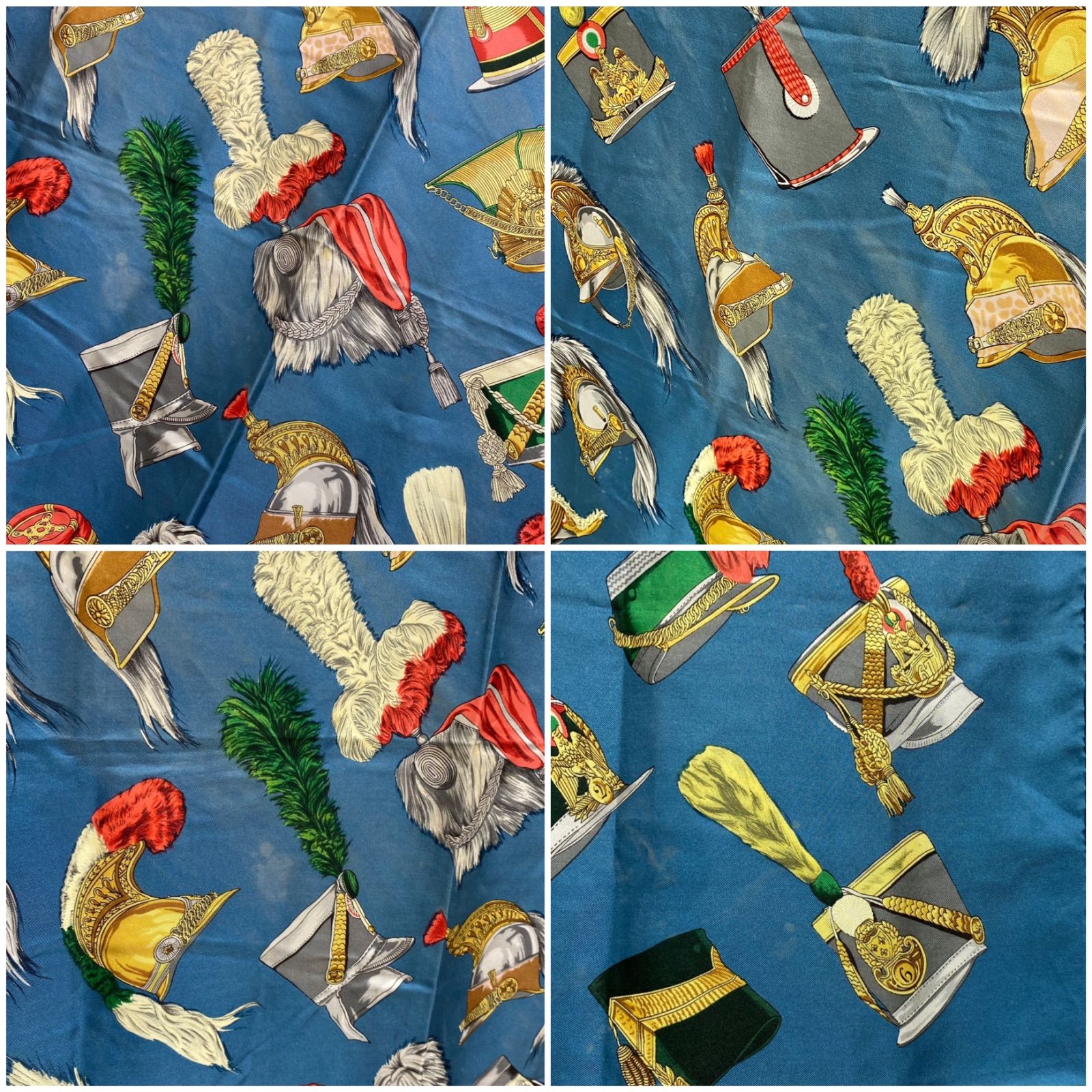 エルメス　HERMES　スカーフ　カレ90　軍帽とヘルメット エルメス HERMES スカーフ カレ90 軍帽とヘルメット