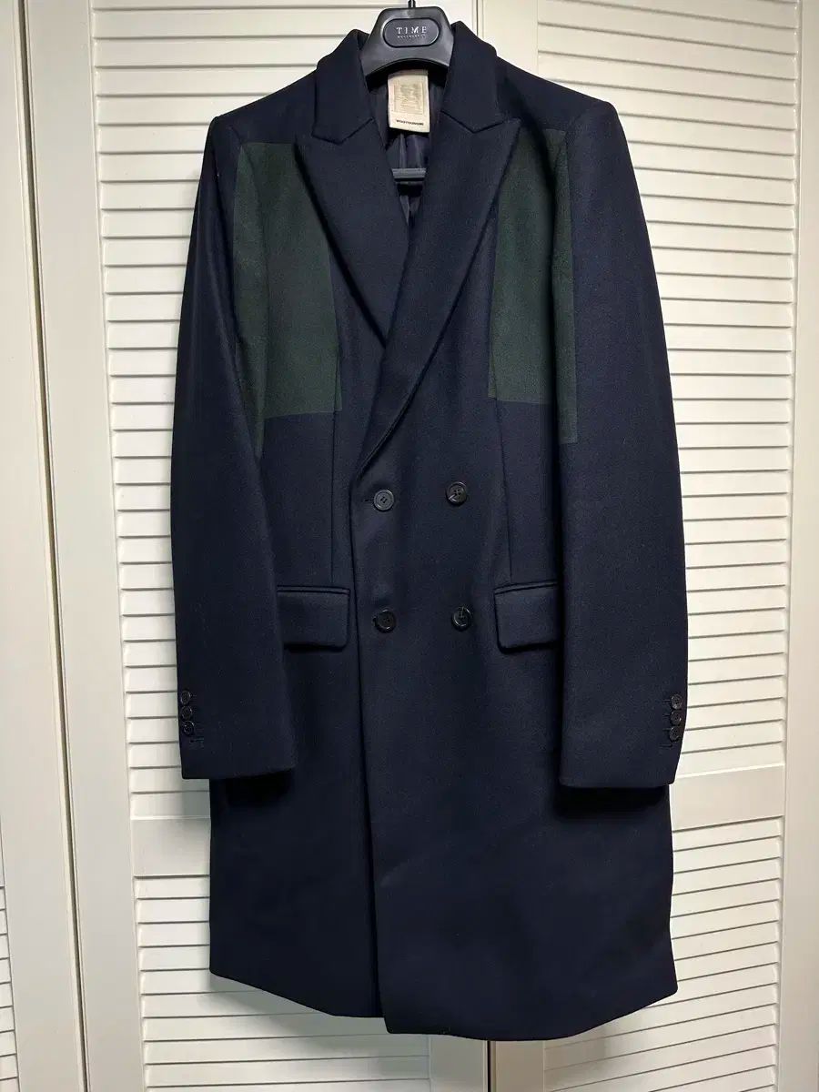 WOOYOUNGMI ブロック ダブルコート ネイビー