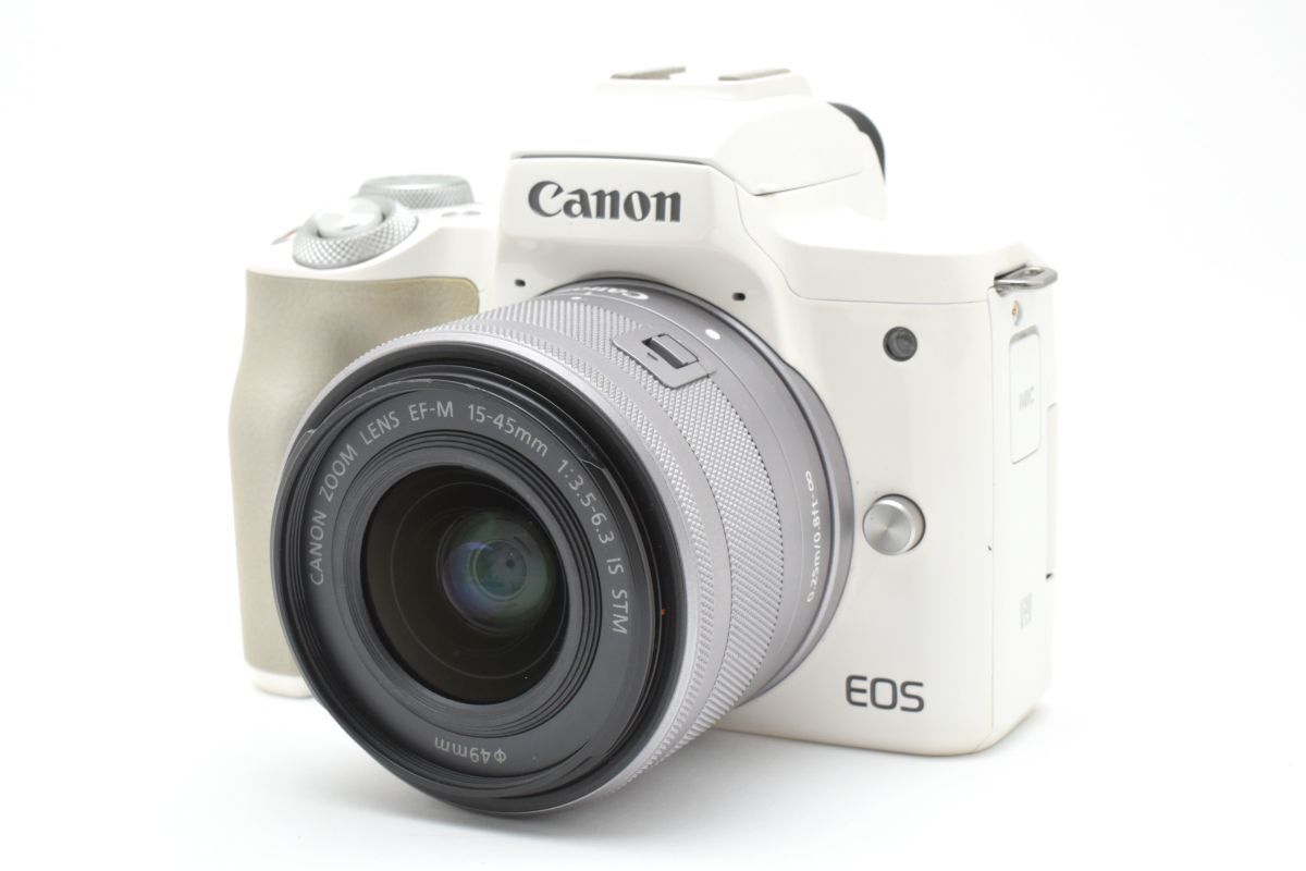 現状動作品 Canon EOS Kiss M ホワイト EF-M 15-45mm F3.5-6.3 IS STM YM4517 332