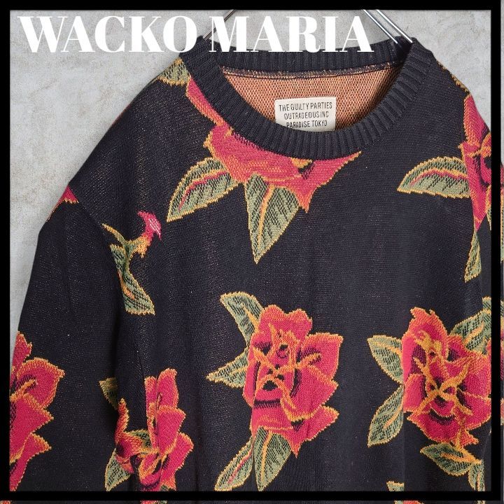 wackomaria　薔薇　ニット　S ✨WACKO MARIA ワコマリア XLサイズ 花 柄 バラ 厚手 ニット セーター