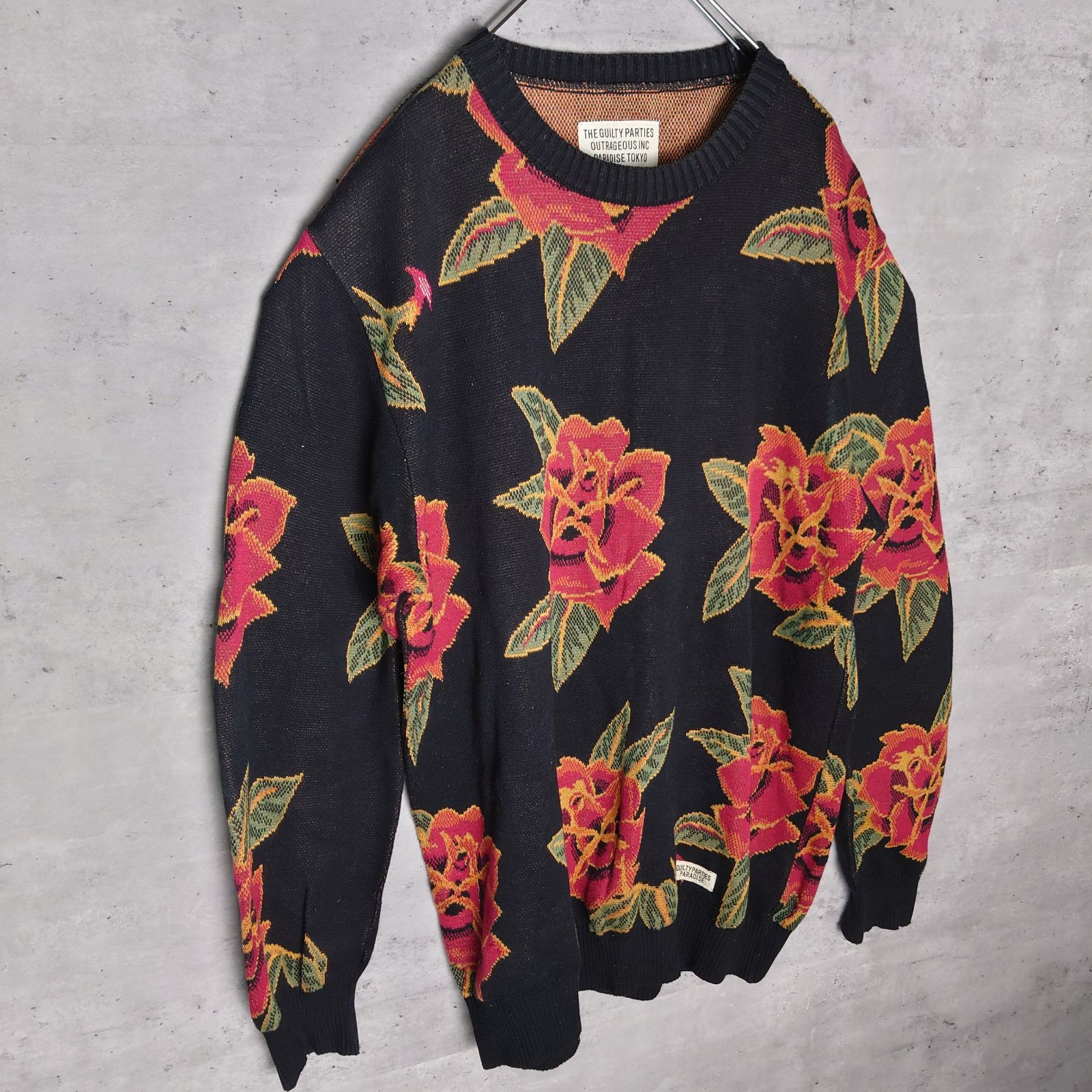 ✨WACKO MARIA ワコマリア XLサイズ 花 柄 バラ 厚手 ニット セーター