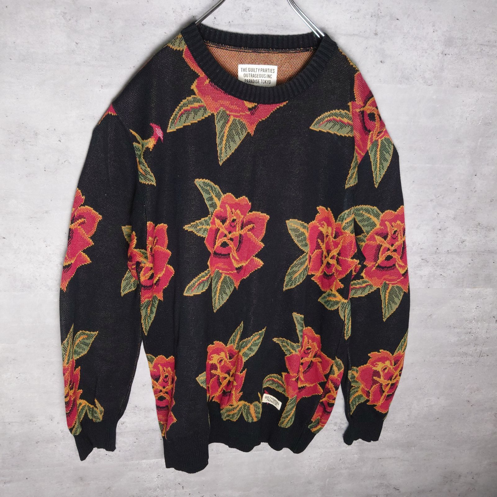 wackomaria　薔薇　ニット　S ✨WACKO MARIA ワコマリア XLサイズ 花 柄 バラ 厚手 ニット セーター