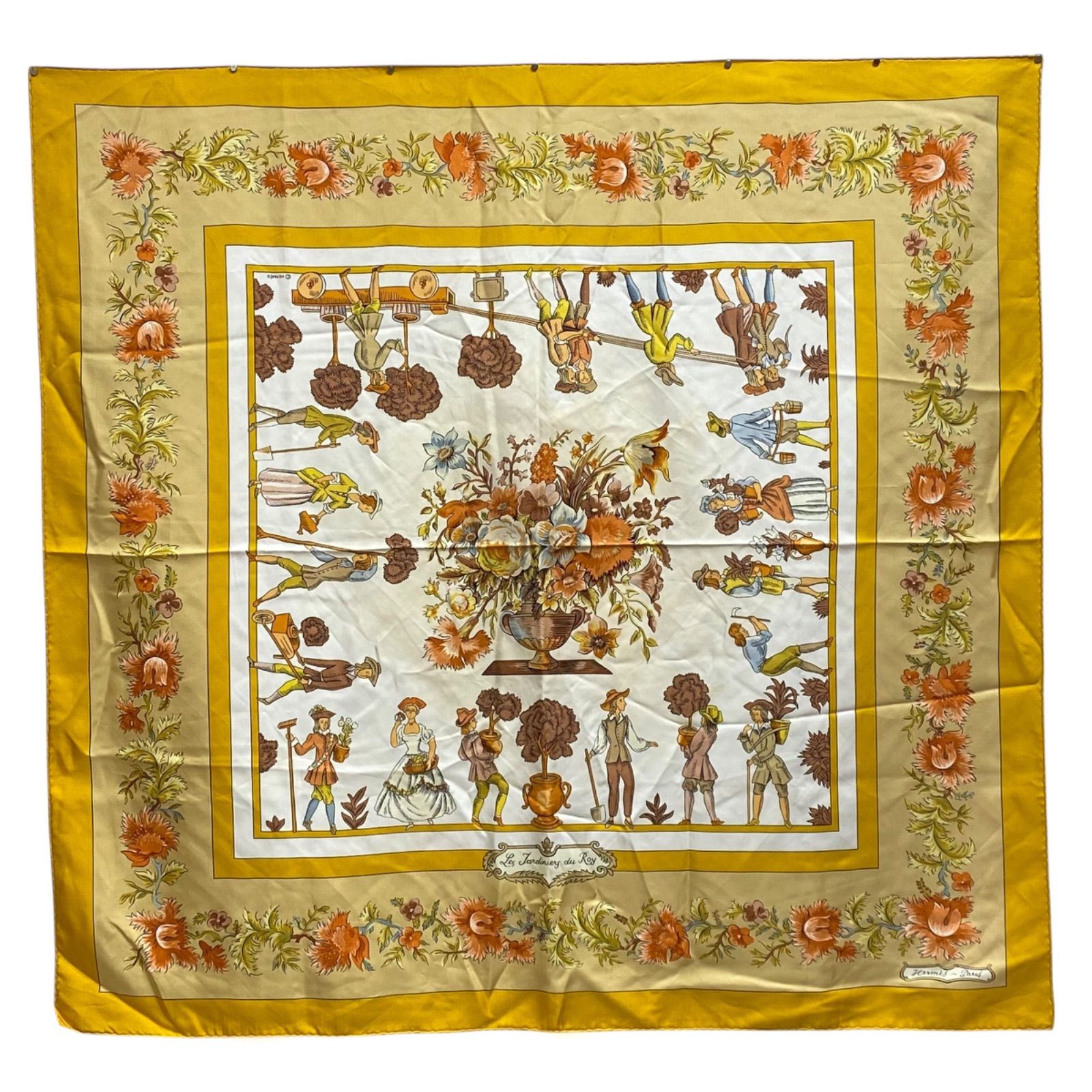 エルメス カレ90 Les Jardiniers du Roy シルクスカーフ 庭師のロイ HERMES AC 0086