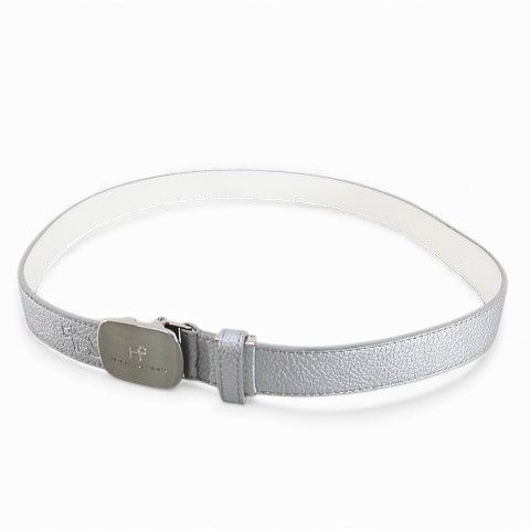 ヒールクリーク Heal Creek ゴルフウェア ガチァベルト 灰系 グレー ロゴ型押し バックル 小物