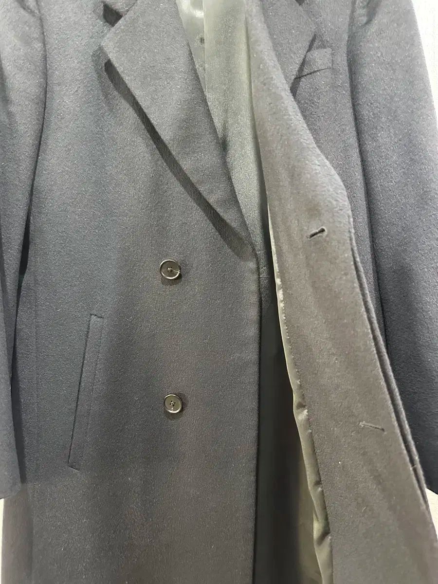 システムオム カシミア100 ロングコート ダークネイビー