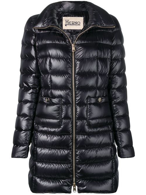 HERNO ブラック ミディマリアダウンジャケット