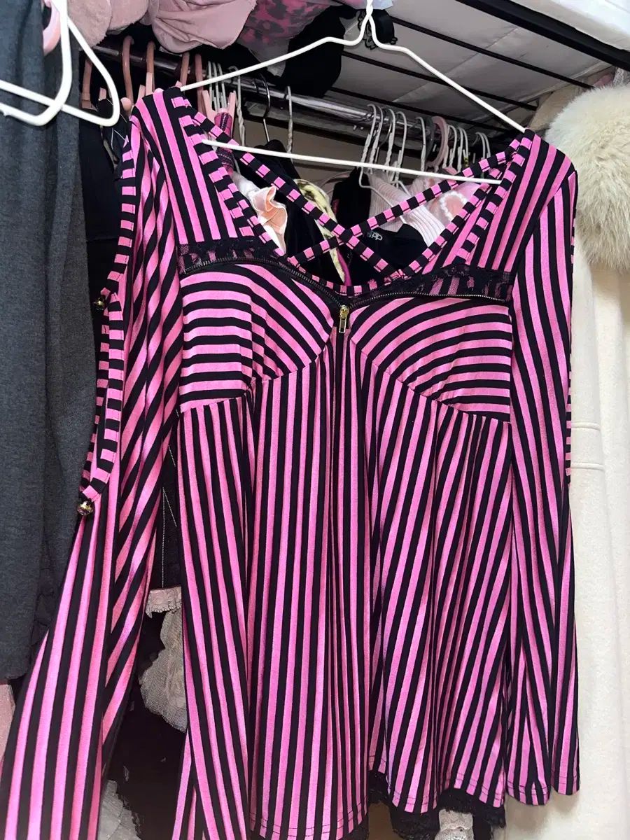  ヴィンテージ マズブラック Tシャツ トップス ピンクストライプ ダイヤ 長袖 Tシャツ カットソー