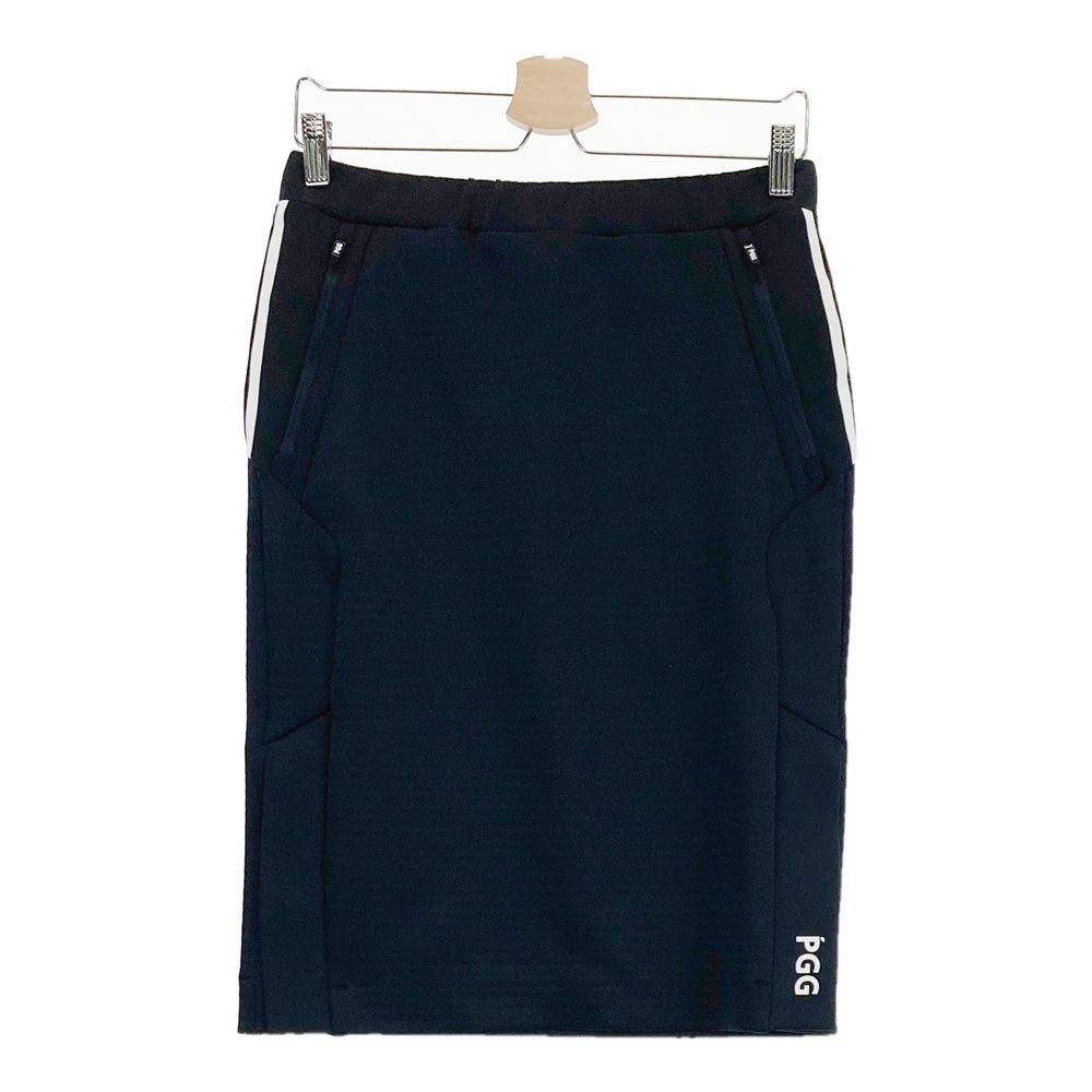 サイズ 0 PGG PEARLY GATES パーリーゲイツ 裏地付 ストレッチスカート ミディ丈 ネイビー系 ゴルフウェア レディース ストスト