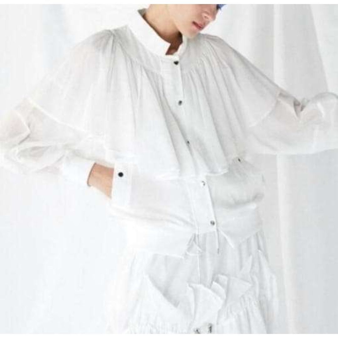 ENFOLD シースルーブルゾン フリル ジャケット ホワイト 38