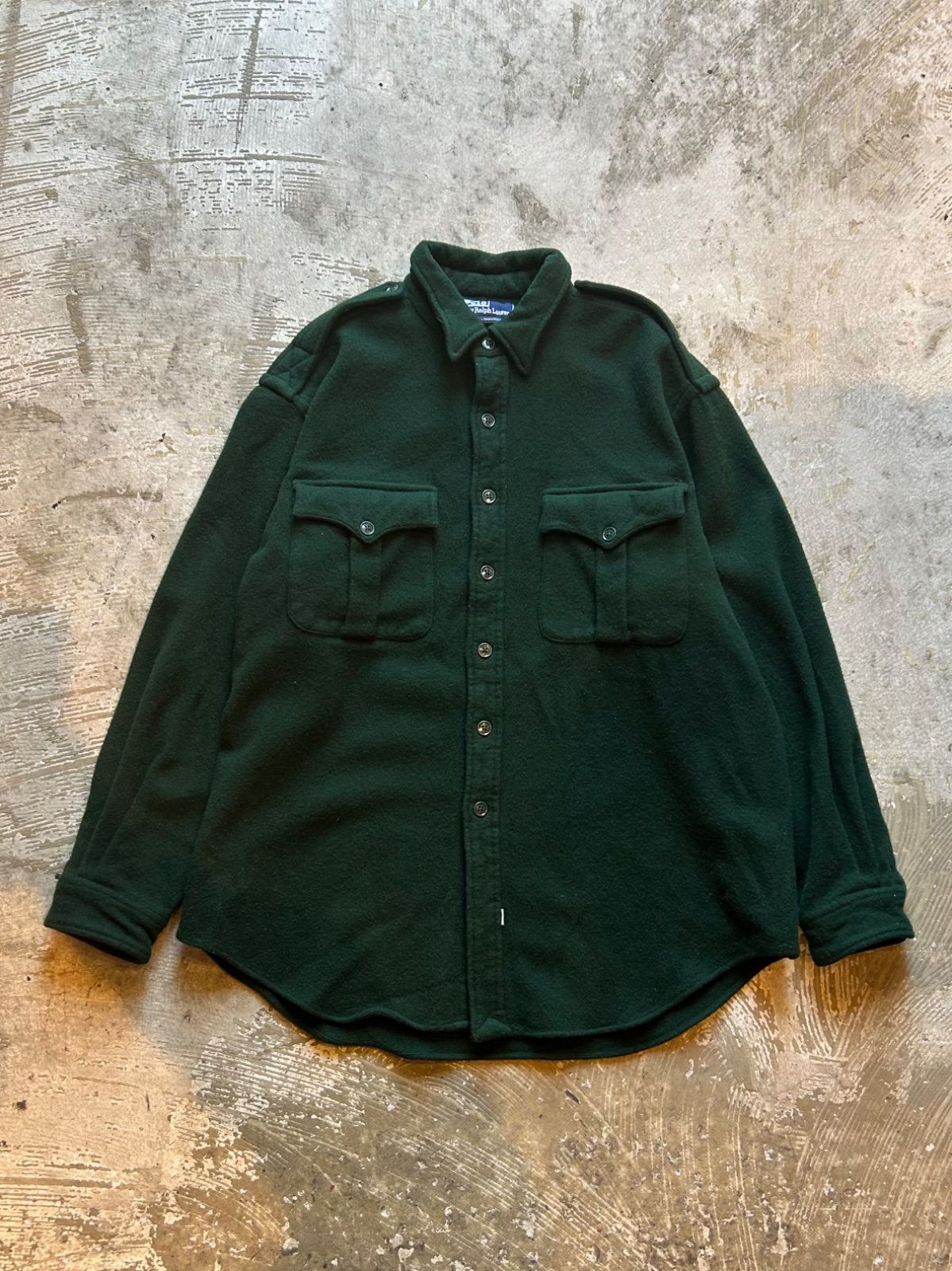 90 s Polo by Ralph Lauren ポロバイラルフローレン ウールシャツ 緑 XL ヴィンテージ