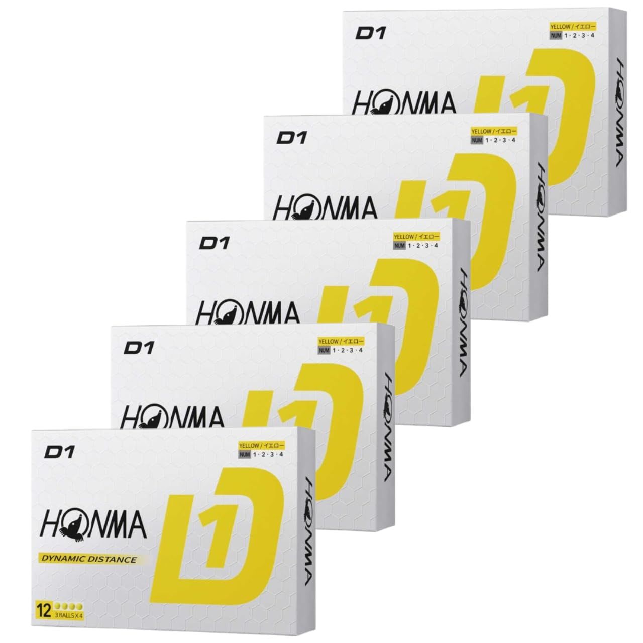 ５ダースセット 本間ゴルフ D 1 ボール ゴルフボール モデル BT 2401 イエロー 60球 公認球 オリジナルショップカード付き
