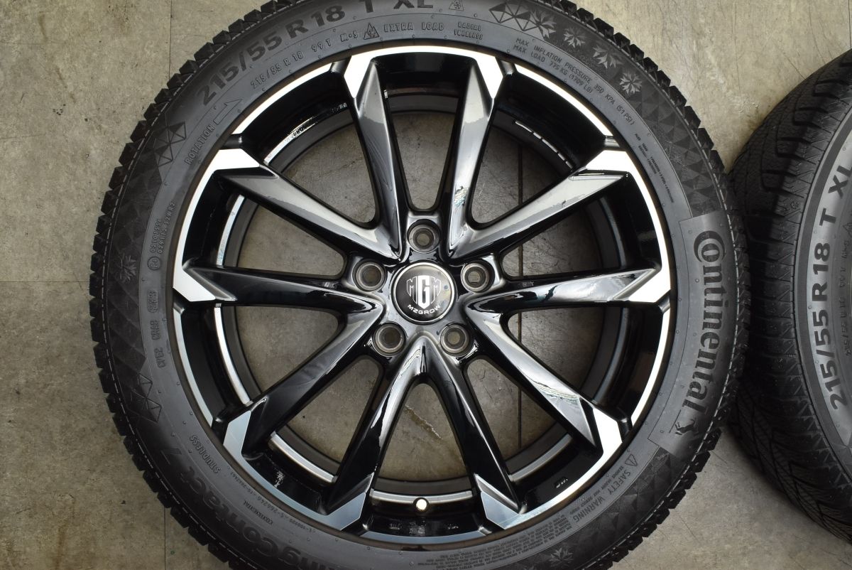  バリ溝 MZ GROW C 52 S 18 in 7 J 48 PCD 114 3 コンチネンタル バイキングコンタクト7 215 55 R エクストレイル CX 30 MX 可 18インチ タイヤ ホイールセット