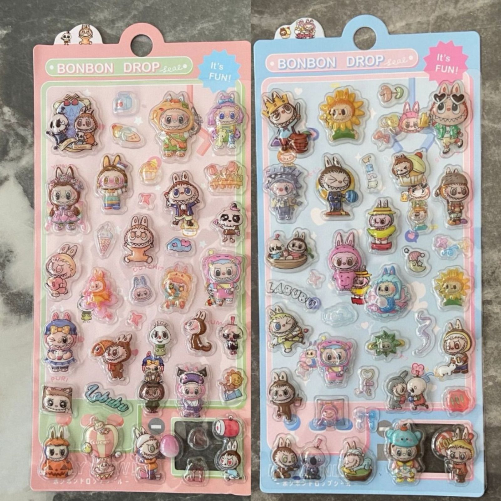 新品」ラブブ labubu 3Dステッカー ボンボンドロップシール ぷっくり