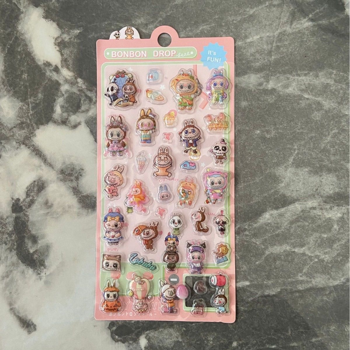 新品」ラブブ labubu 3Dステッカー ボンボンドロップシール ぷっくり