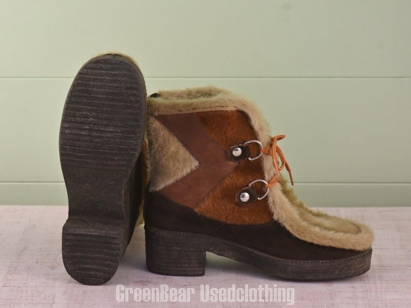  E 015 イタリア製 ビンテージ エスキモーブーツ アザラシ毛 茶 レディース 38 24 cm その他 靴