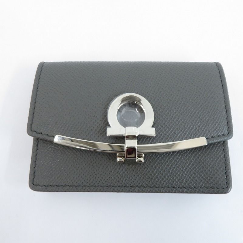 瀬戸大橋店 Salvatore Ferragamo サルヴァトーレフェラガモ カードケース ガンチーノ クリップ 22-D198 グレー 125