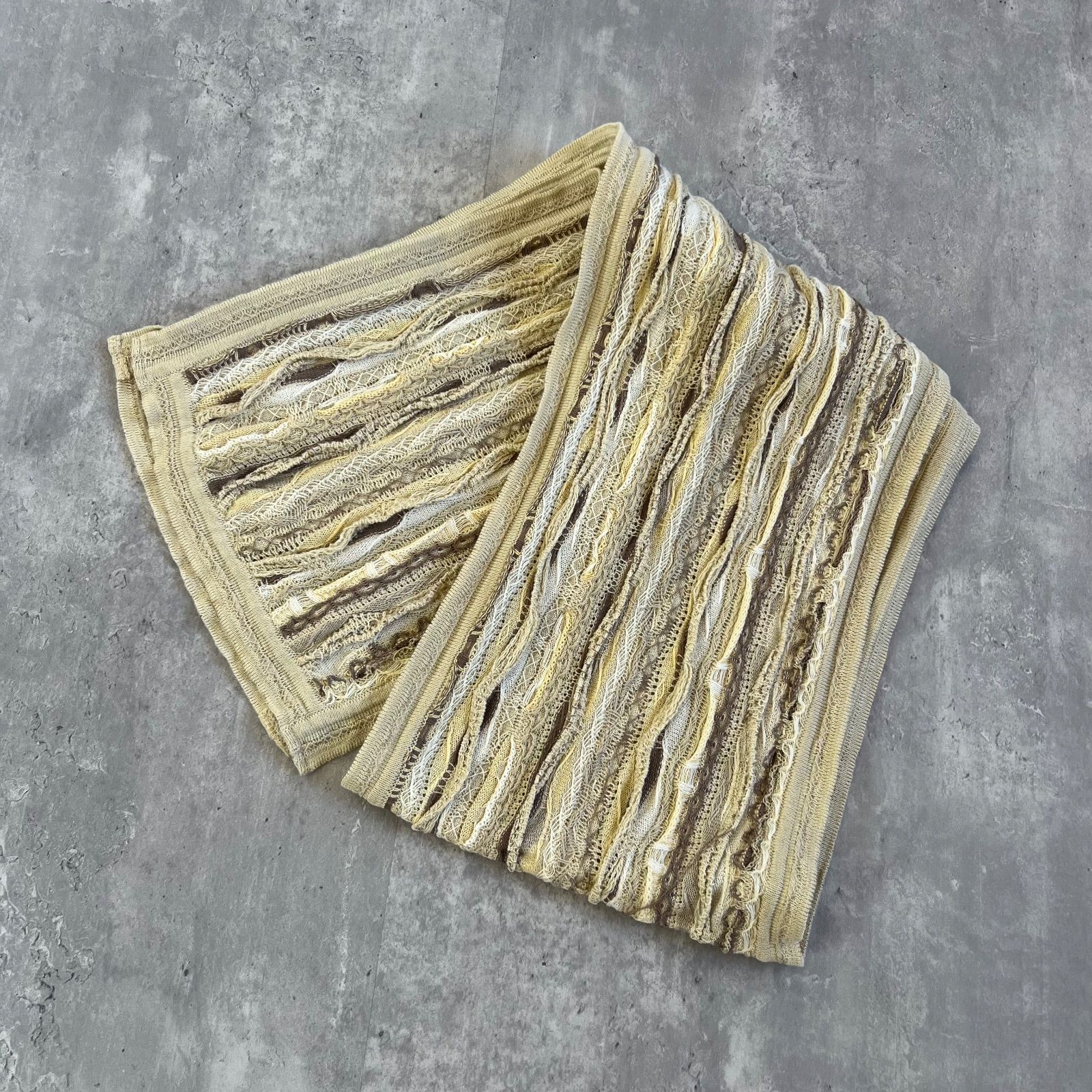 90 s GOOGI クージー マーセライズドコットン 3 Dニット ストール マフラー ベージュ Mサイズ