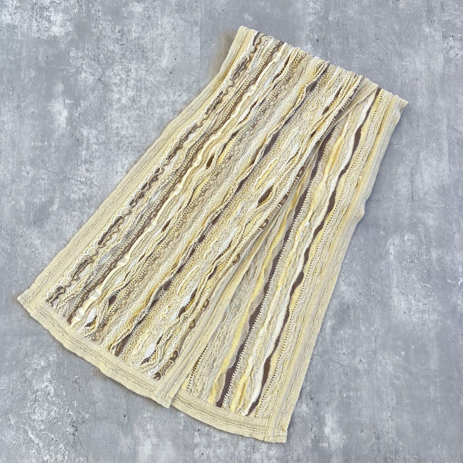 90s GOOGI クージー マーセライズドコットン 3Dニット ストール マフラー ベージュ Mサイズ