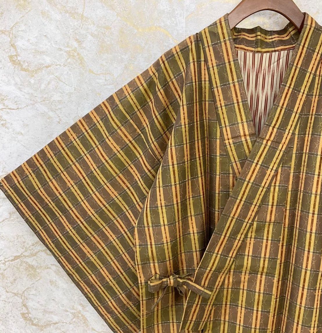 正絹 臈纈染 道中着ロングコート竹模様【裄68cm】 正絹 臈纈染 道中着ロングコート竹模様【裄68cm】