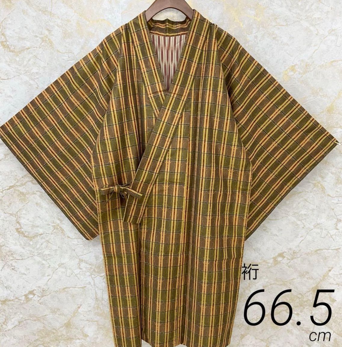 kimono one kimonoarisa 厳選 同然 花織の素晴らしい道中着コート 正絹 仕付け糸付き 花織り 孝心作 裄長 ロング 裄66.5丈107.5