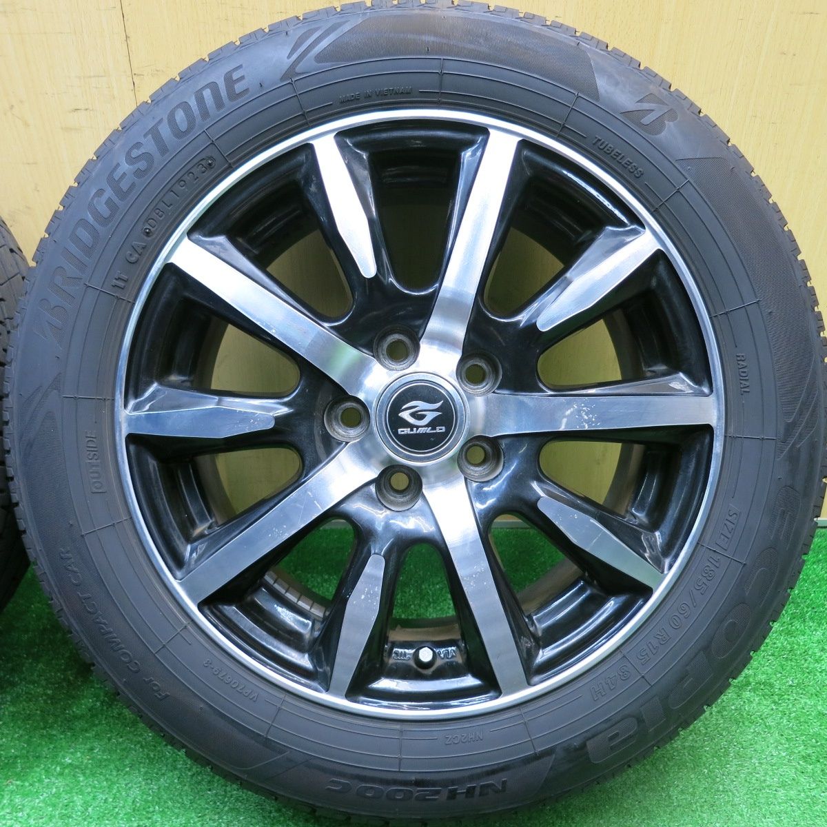 バリ溝 23年 9 5分 シエンタ 等 185 60 R 15 ブリヂストン エコピア NH 200 C Weds GUILD 15インチ PCD 100 5 H ノ